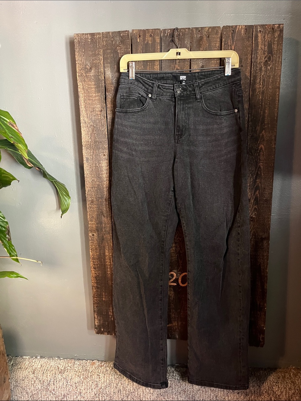 NYC Charcoal Black Straight Leg Women's Jeans